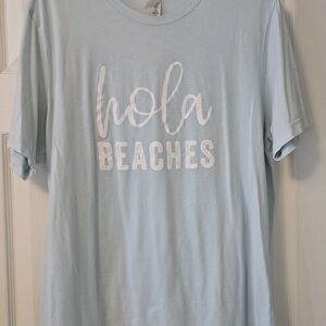 Hola Beaches Graphic Tee - Light Blue